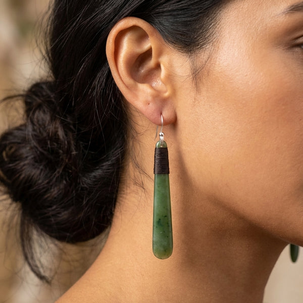 Hono pounamu long earrings