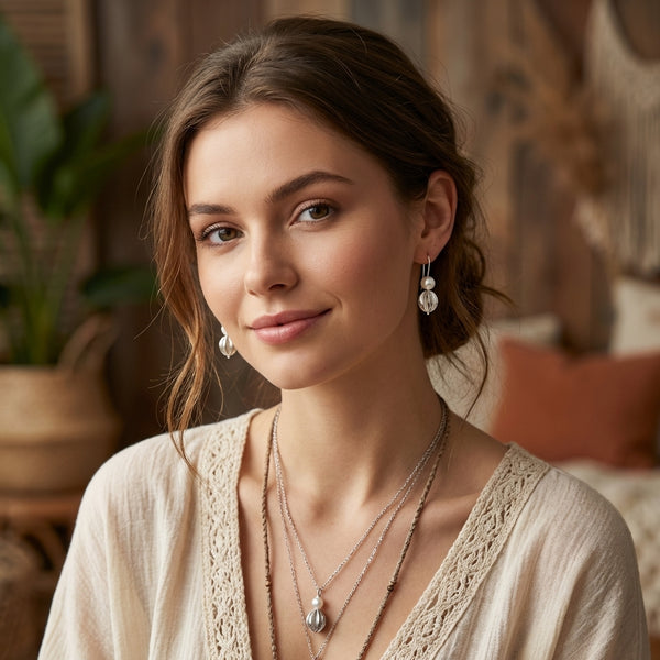 Nature pod and pearl earrings