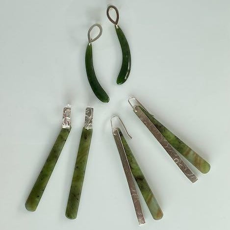 Hono pounamu and silver earrings