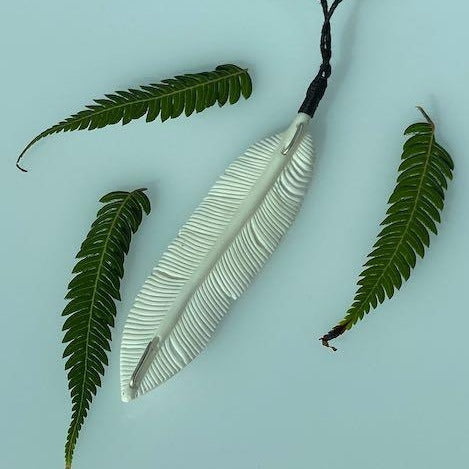 Ngaruru bone and silver pendant