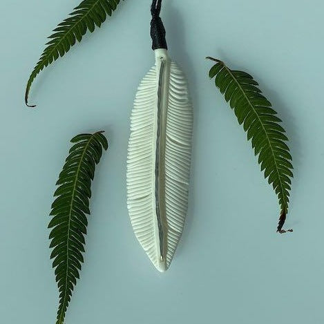 Ngaruru bone and silver pendant