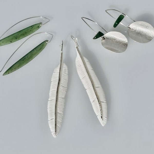 Ngaruru bone and silver earrings