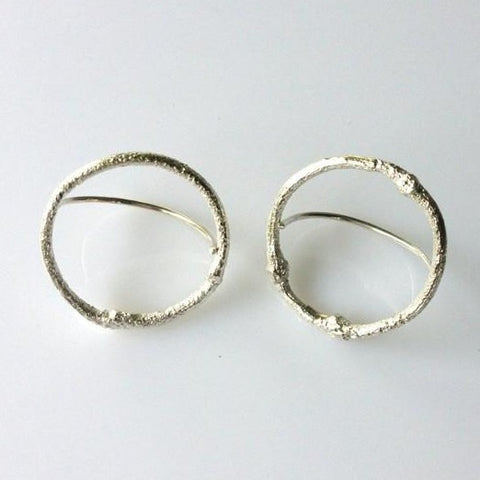 Turangawaewae silver twig circle earrings - exhibition