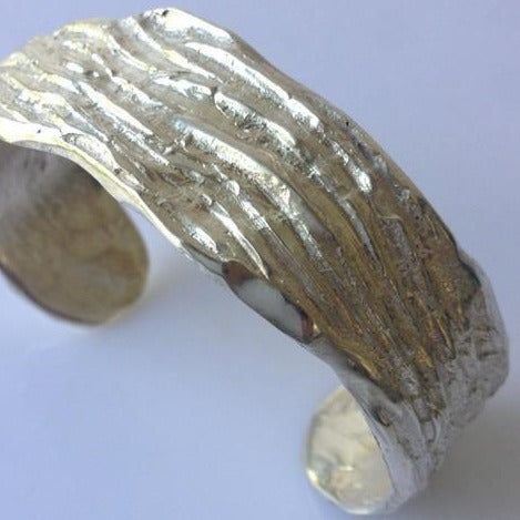 Threads of Time solid silver cuff