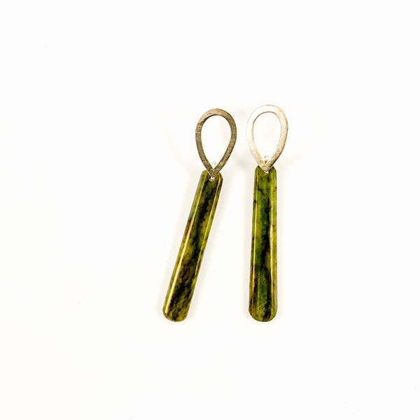 Hono pounamu and silver teardrop earrings