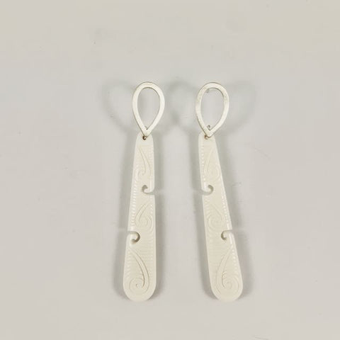 Hono bone and stirling silver earrings I