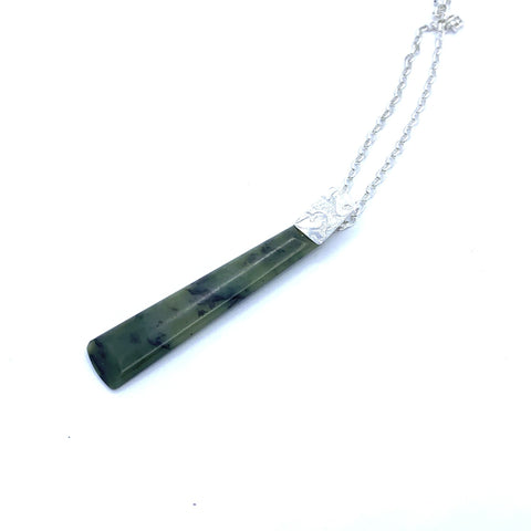 Hono pounamu and stirling silver pendant on stirling silver chain