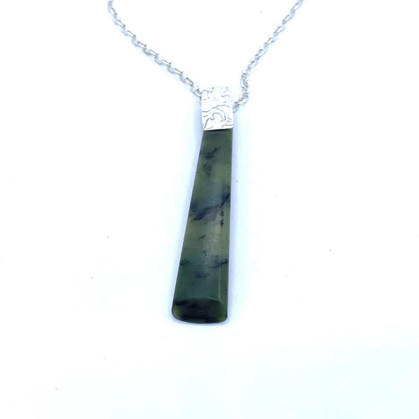 Hono pounamu and stirling silver pendant on stirling silver chain